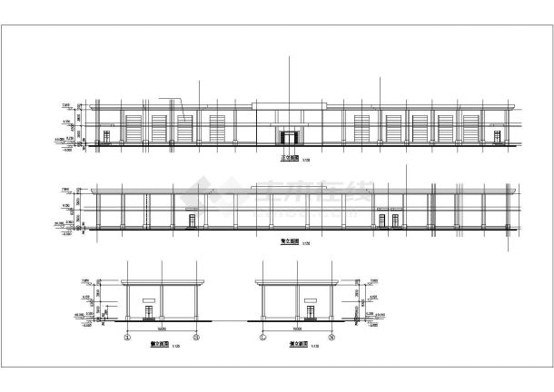 长沙市某商业街4000平米2层框架结构商务娱乐场平立剖面设计CAD图纸-图一