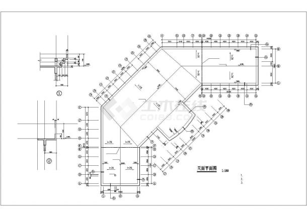 长沙市某商业街4000平米2层框架结构商务娱乐场平立剖面设计CAD图纸-图二