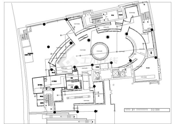 北京某高层办公楼地下一层美食街全套装修施工设计CAD图纸-图二