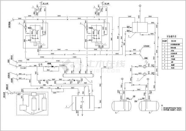 某燃油蒸汽锅炉房管路系统设计cad流程图-图一