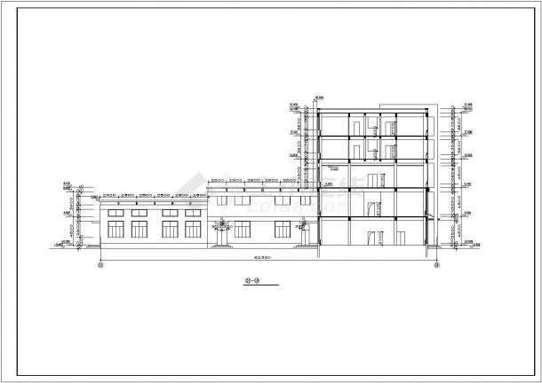 某商业街8100平米五层框架结构商务综合楼全套平立剖面设计CAD图纸-图二