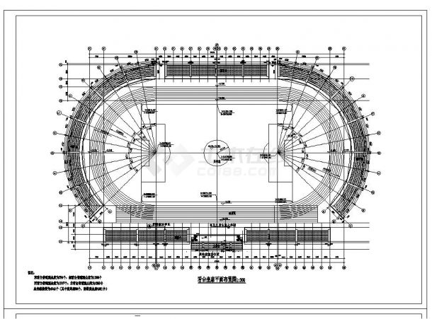 [海口]某中学体育场建筑施工cad图纸-图一