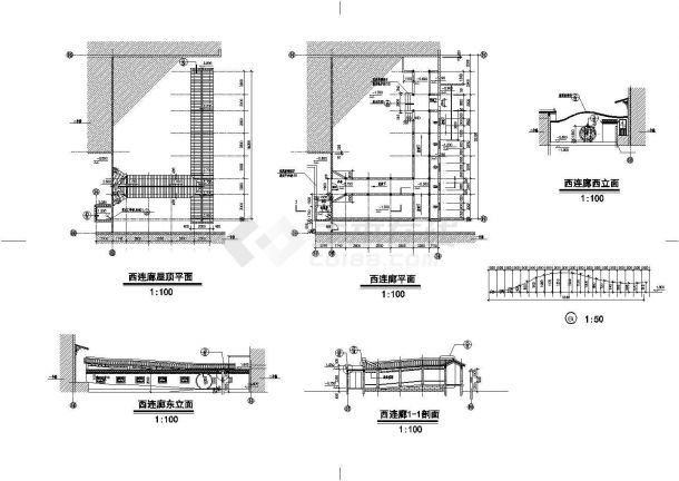 某地景区太湖古建筑全套施工设计cad图纸（含总图,连廊门窗表）-图二