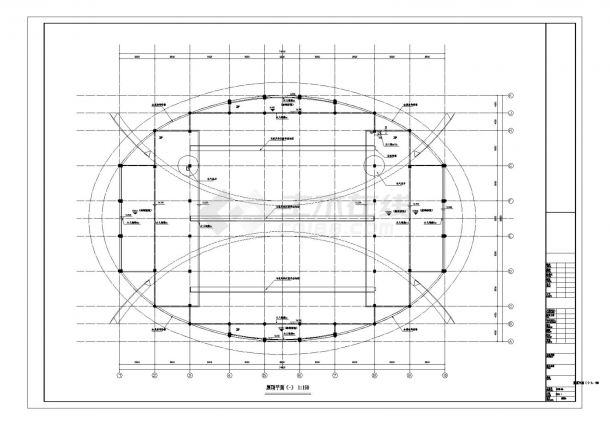 [河南]大型体育中心网球场建筑施工cad图纸-图一