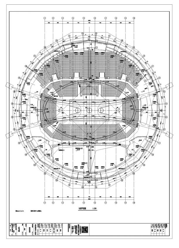 [河北]三层框架结构拱形体育馆建筑施工cad图纸-图二