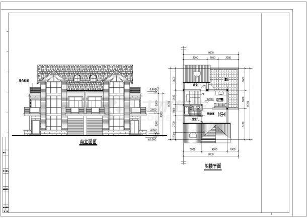 某地中海风格现代装修别墅建筑设计方案CAD图纸-图一