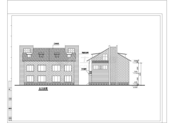 某现代地中海装修风格别墅建筑设计方案CAD图纸-图二