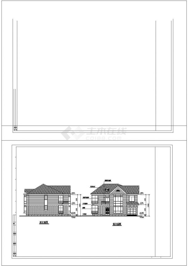 某地中海风格现代别墅建筑设计方案CAD图纸-图二
