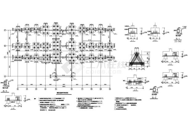 某框架办公楼CAD结构设计全套详细施工图-图二