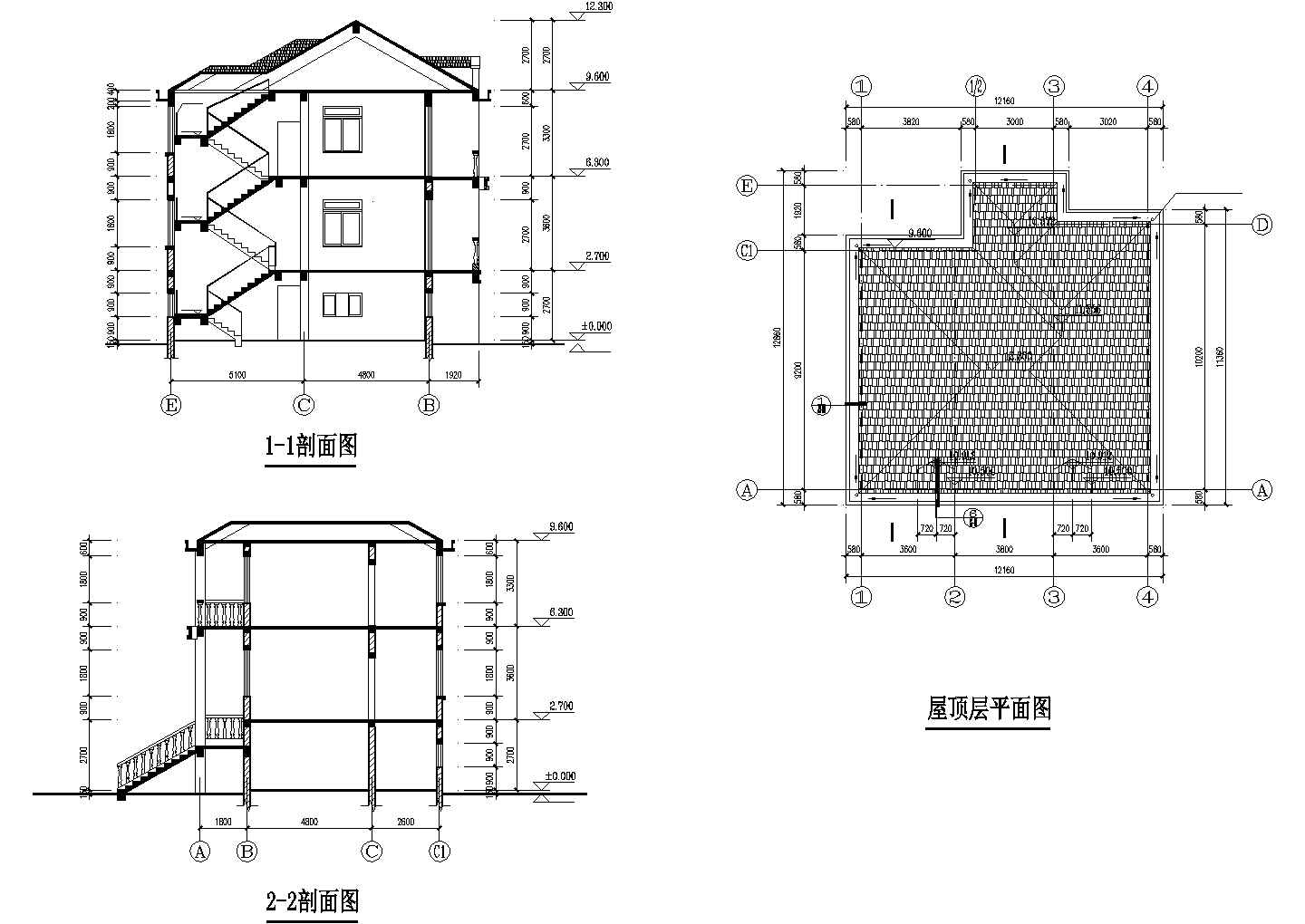 某中式多层农村农居房住宅设计施工方案CAD图