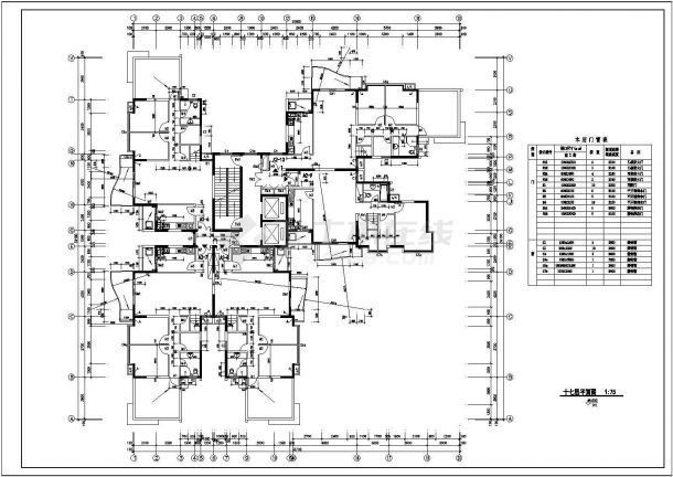 十三层住宅建筑平面图-图二