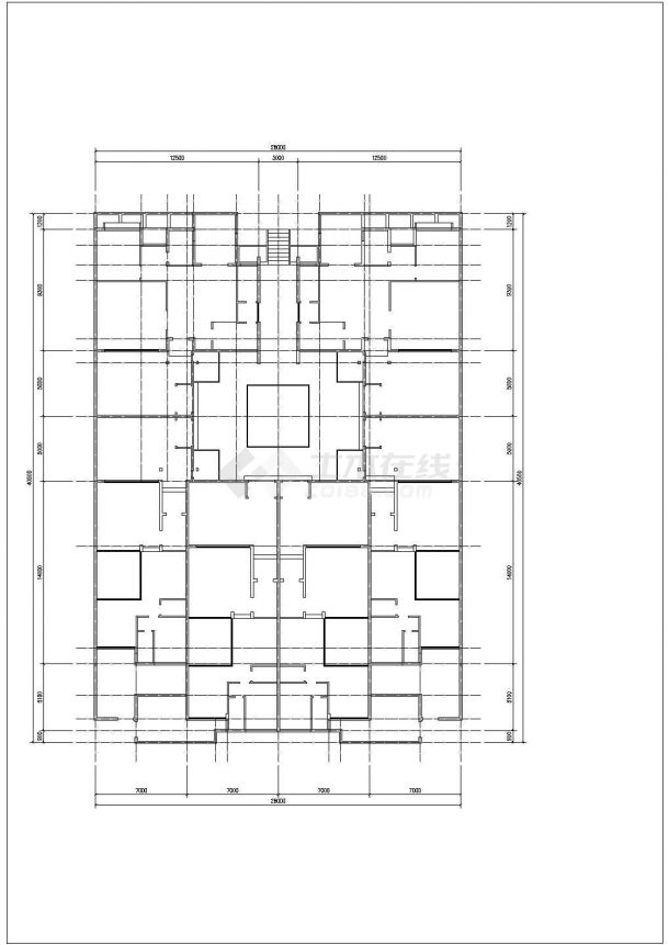 某新农村多层组院别墅建筑设计施工方案CAD图-图二