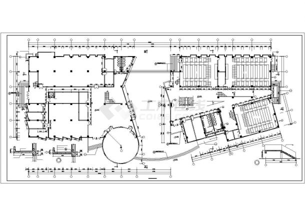 某艺术学院6400平米四层图书馆及阶梯教室综合楼建筑设计CAD图纸-图一