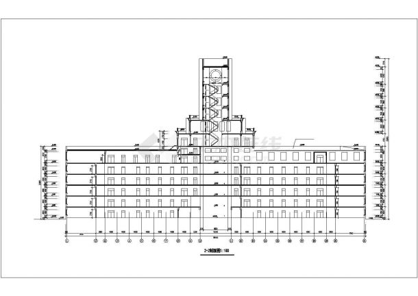 宜兴市某高校1.3万平米6层框架结构教学楼建筑设计CAD图纸-图二