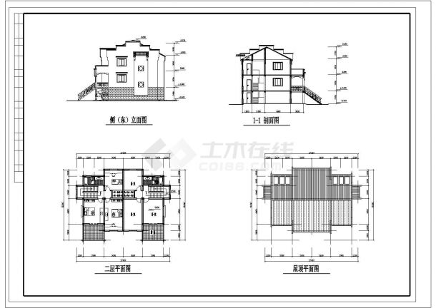 徐州某小区340平2层砖混结构别墅住宅楼建筑设计CAD图纸 （含地下室）-图二