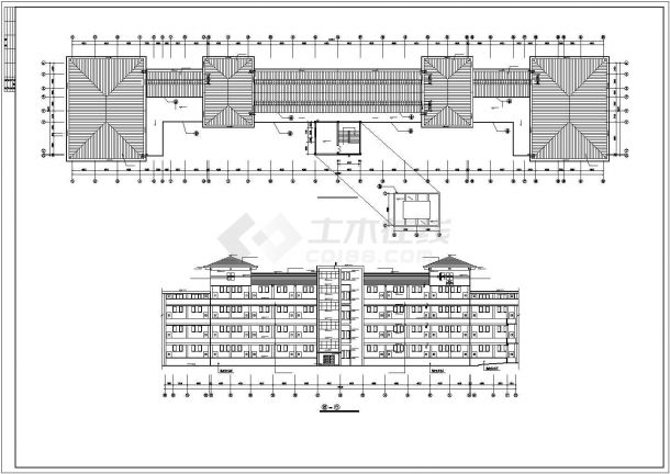 上海某艺术学院1.6万平米五层框架结构教学楼平立面设计CAD图纸-图一