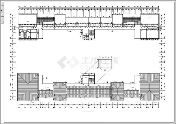 上海某艺术学院1.6万平米五层框架结构教学楼平立面设计CAD图纸-图二