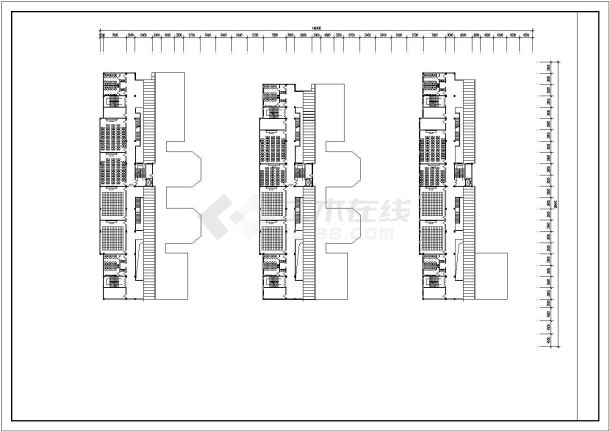 内蒙古某大学3.7万平米6层框架结构教学楼平立剖面设计CAD图纸-图一