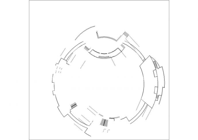 2100平米2层圆形框架结构休闲商务会所平立剖面设计CAD图纸_图1