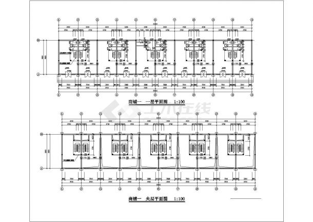 2100平米3层框架结构临街商业街建筑设计CAD图纸（3套方案）-图一