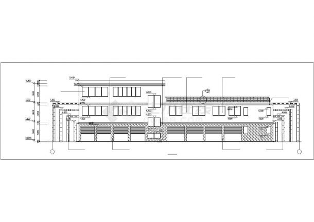 1100平米3层扇形框架结构社区会所平立剖面设计CAD图纸-图二