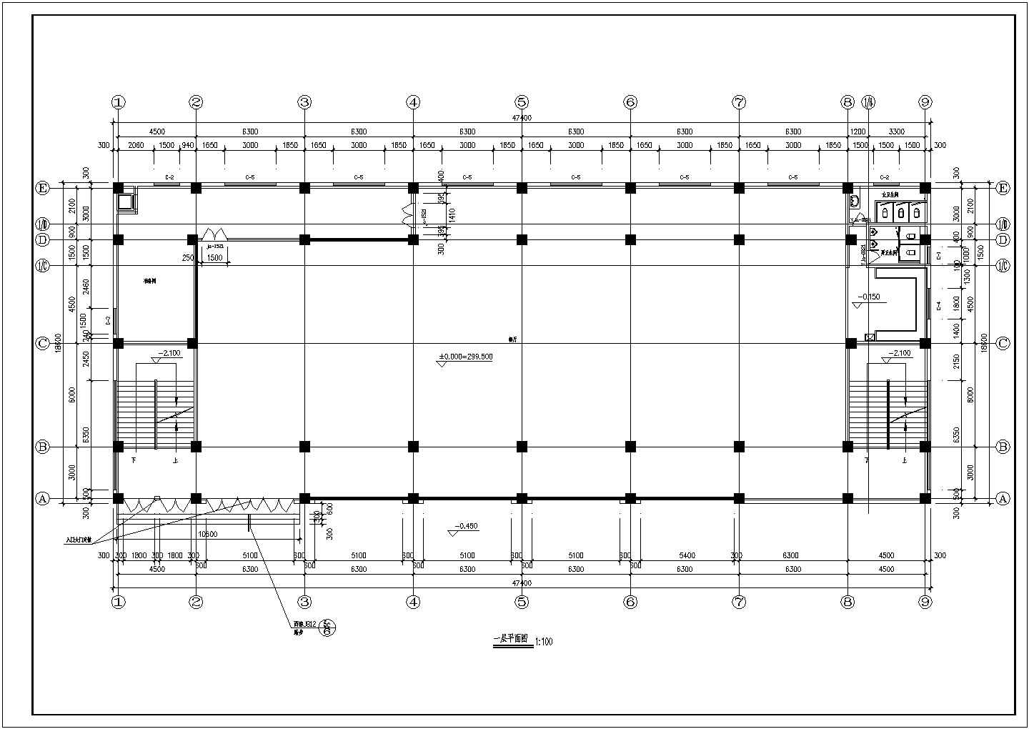 医院设计_三层医院家属区教室及食堂施工CAD图