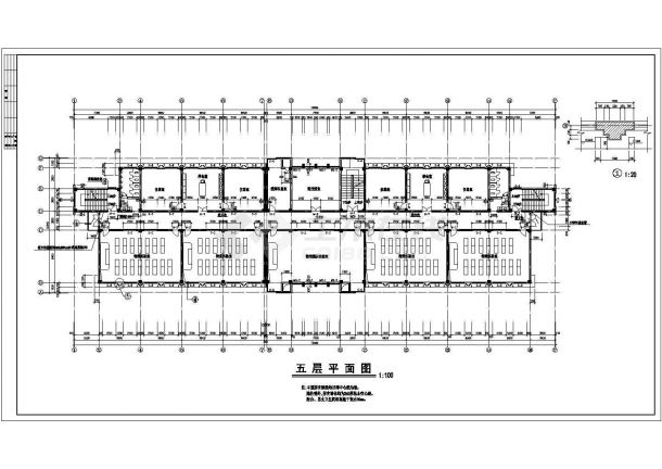 某中学综合实验楼建筑施工CAD图纸（共8张）-图一