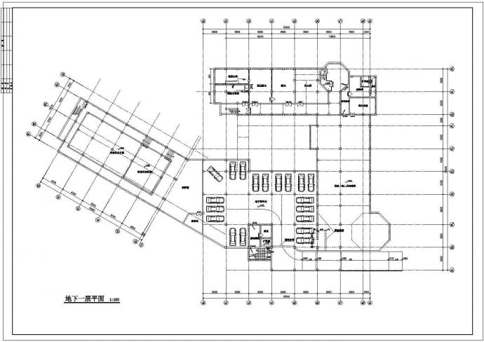 1280平米2层框混结构休闲会所平立剖面设计CAD图纸（含地下室层）_图1