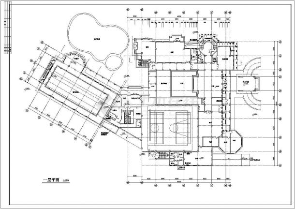 1280平米2层框混结构休闲会所平立剖面设计CAD图纸（含地下室层）-图二