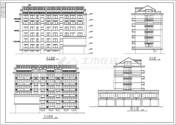 某六层商住楼建筑CAD详细设计图-图一