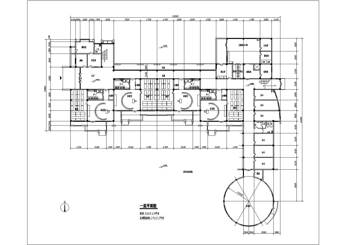 某3层2763.2平米12班幼儿园设计cad建筑平面图【含外观效果图】