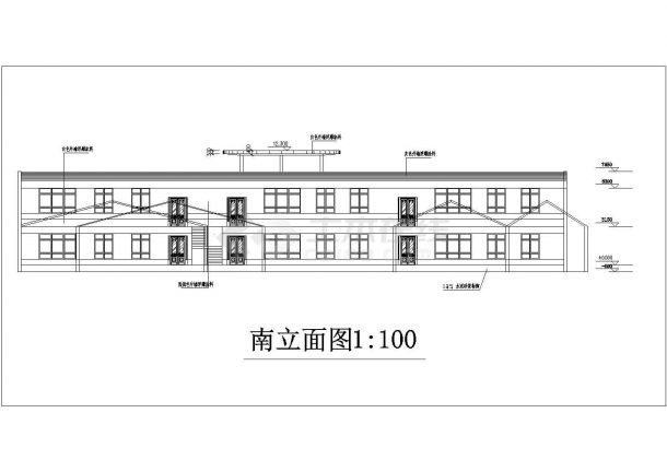 某长44.7米 宽34.48米 2层2100平米6班幼儿园设计cad建筑方案图-图二