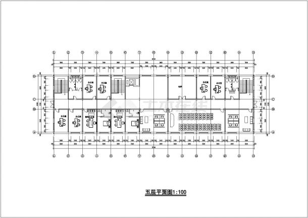4400平米左右五层钢框架结构办公楼建筑+结构设计CAD图纸-图二
