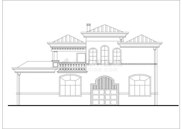 245平米2层框架结构欧式风格单体别墅平立剖面设计CAD图纸-图二