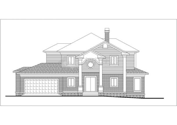352平米2层框混结构独立别墅全套平立剖面设计CAD图纸（含车库层）-图二