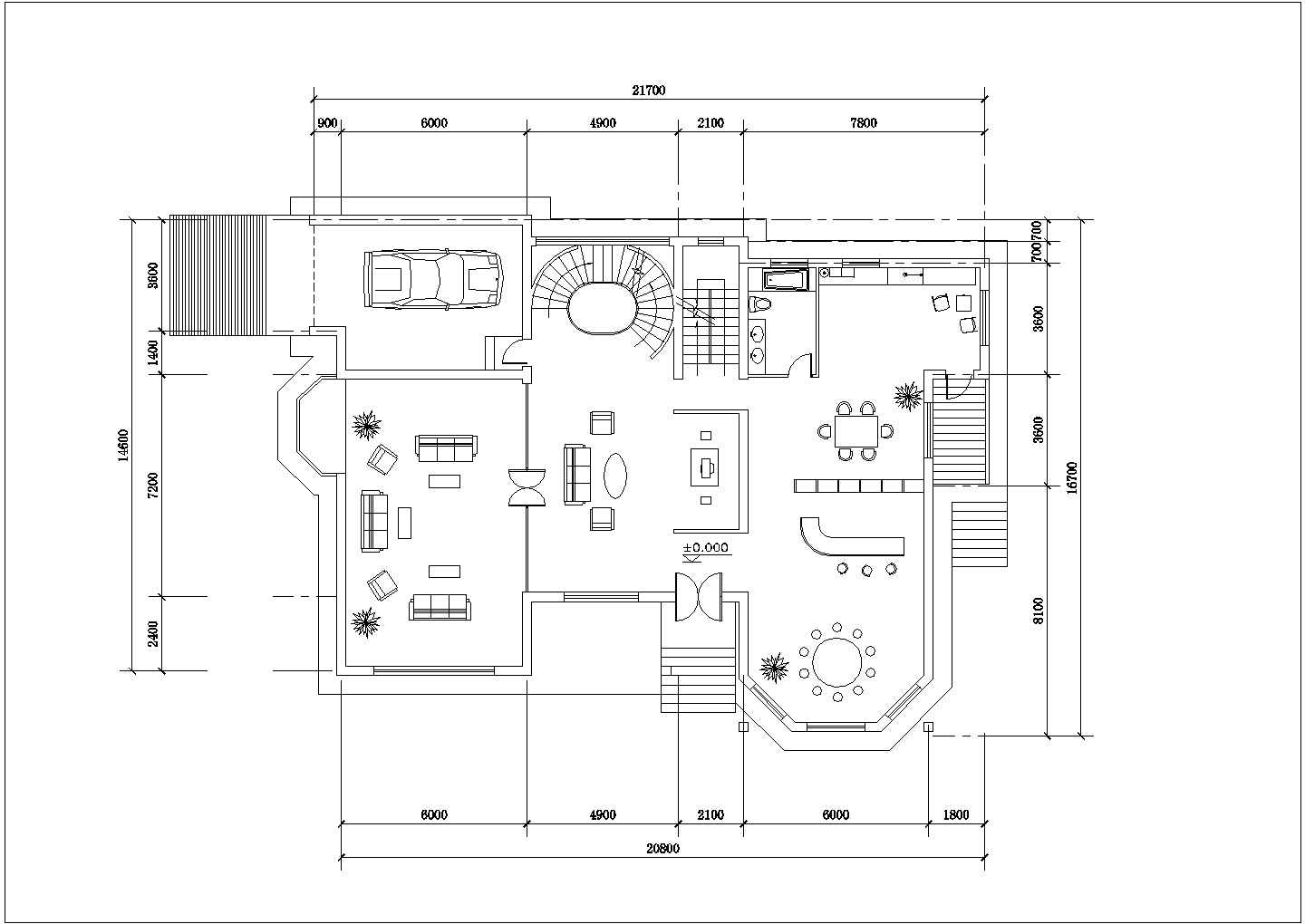 375平2层框混结构单体别墅平立剖面设计CAD图纸（含效果图和总平面图）