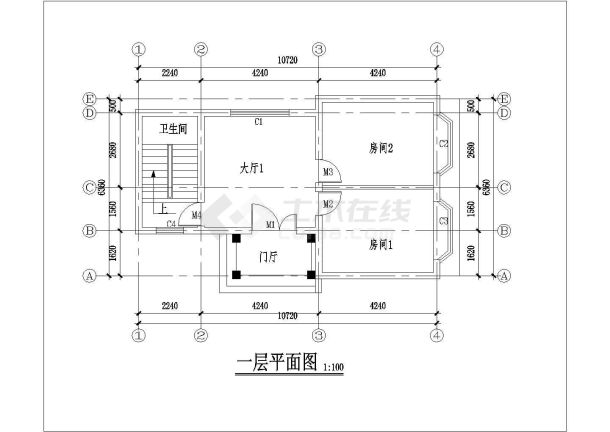 335平米左右2+1层框混结构独栋别墅平立剖设计CAD图纸（含效果图）-图一