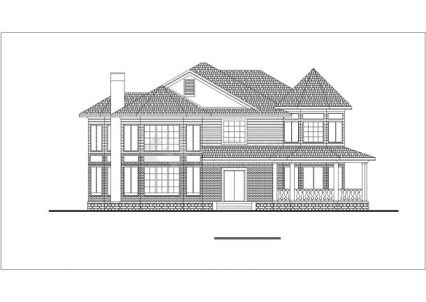380平米左右2层框混结构独栋别墅平立面设计CAD图纸（含效果图）-图一