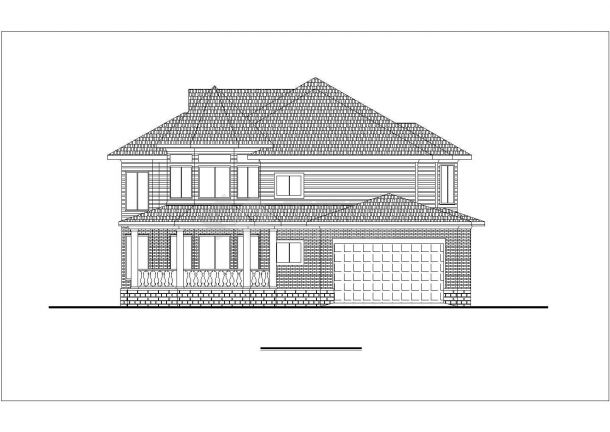 380平米左右2层框混结构独栋别墅平立面设计CAD图纸（含效果图）-图二