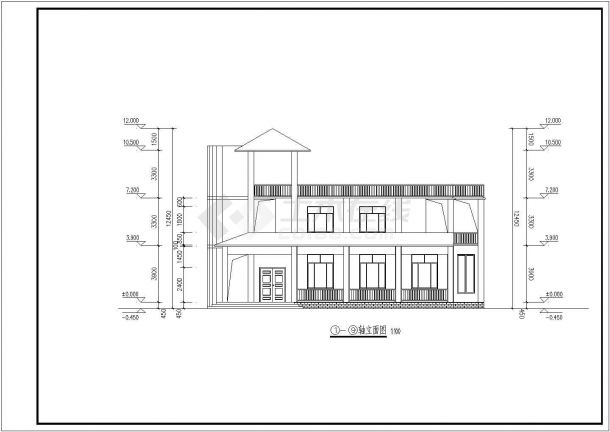 275平米2层混合结构乡村自建别墅平立剖面设计CAD图纸（含效果图）-图二