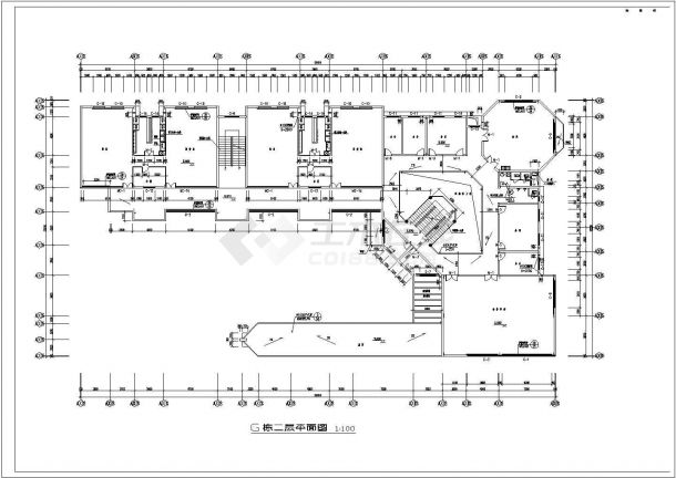 某长59.2米 宽32米 3层框架结构6班幼儿园设计cad建筑施工图-图一