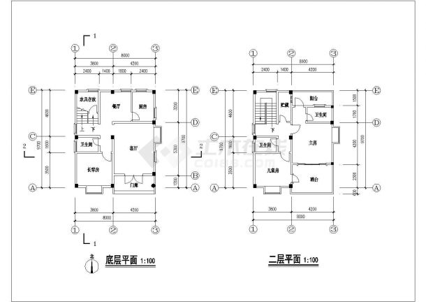 235平米2层混合结构自建乡村别墅平立剖面设计CAD图纸（含效果图）-图一