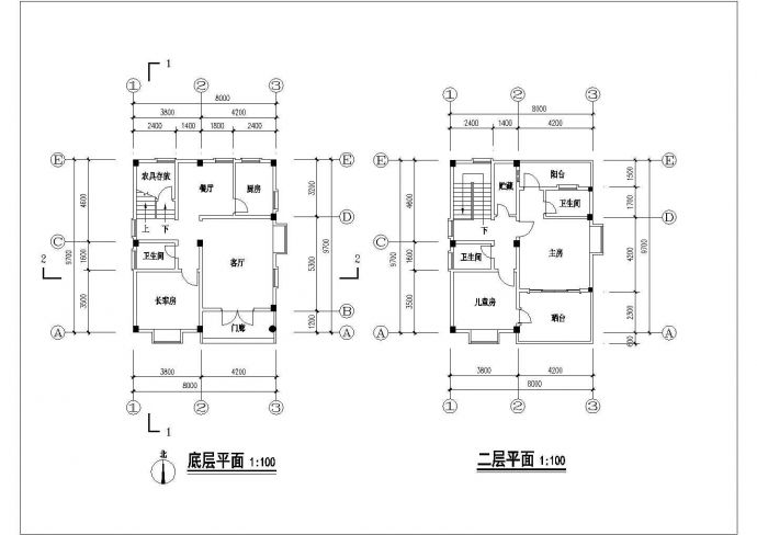 235平米2层混合结构自建乡村别墅平立剖面设计CAD图纸（含效果图）_图1