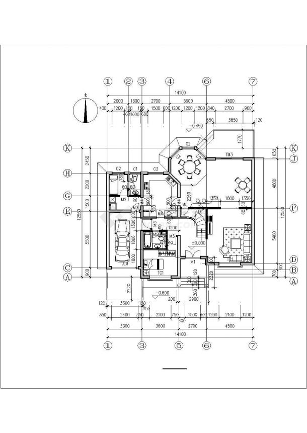 贵阳市某村镇平米2层框混结构单体乡村别墅建筑设计CAD图纸-图一