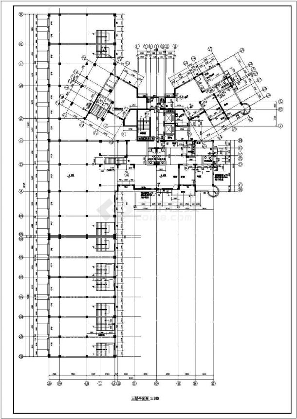 1万十八层框架剪力墙结构住宅建筑施工cad图，共二十三张-图一