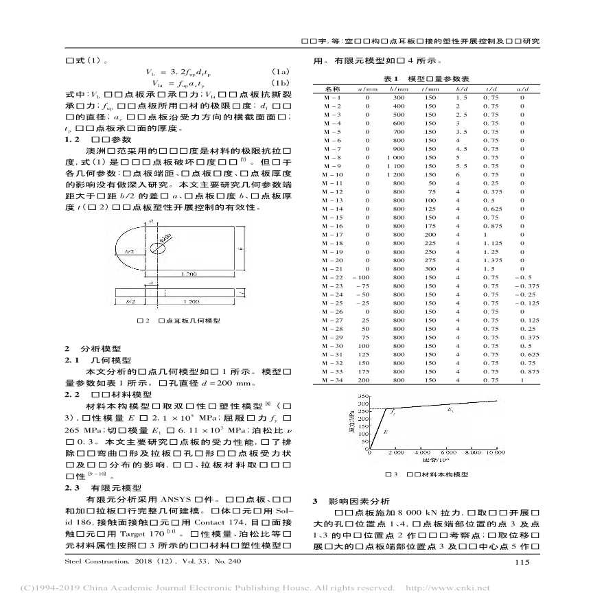 空间结构节点耳板连接的塑性开展控制及设计研究张泽宇-图二