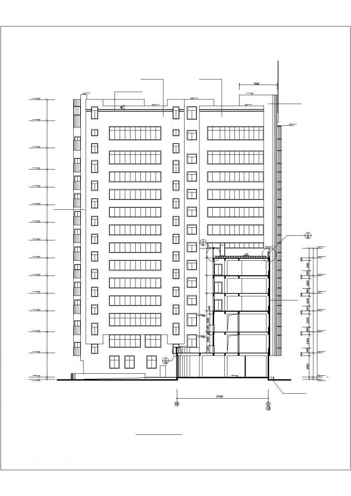 1.1万平米13+1层框架剪力墙结构商务宾馆建筑CAD设计图纸_图1