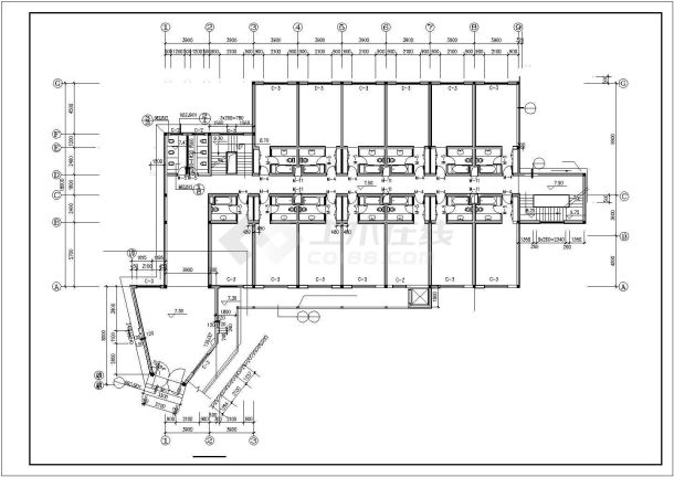三门峡市某商业街5600平米6层框混结构商务宾馆建筑CAD设计图纸-图二