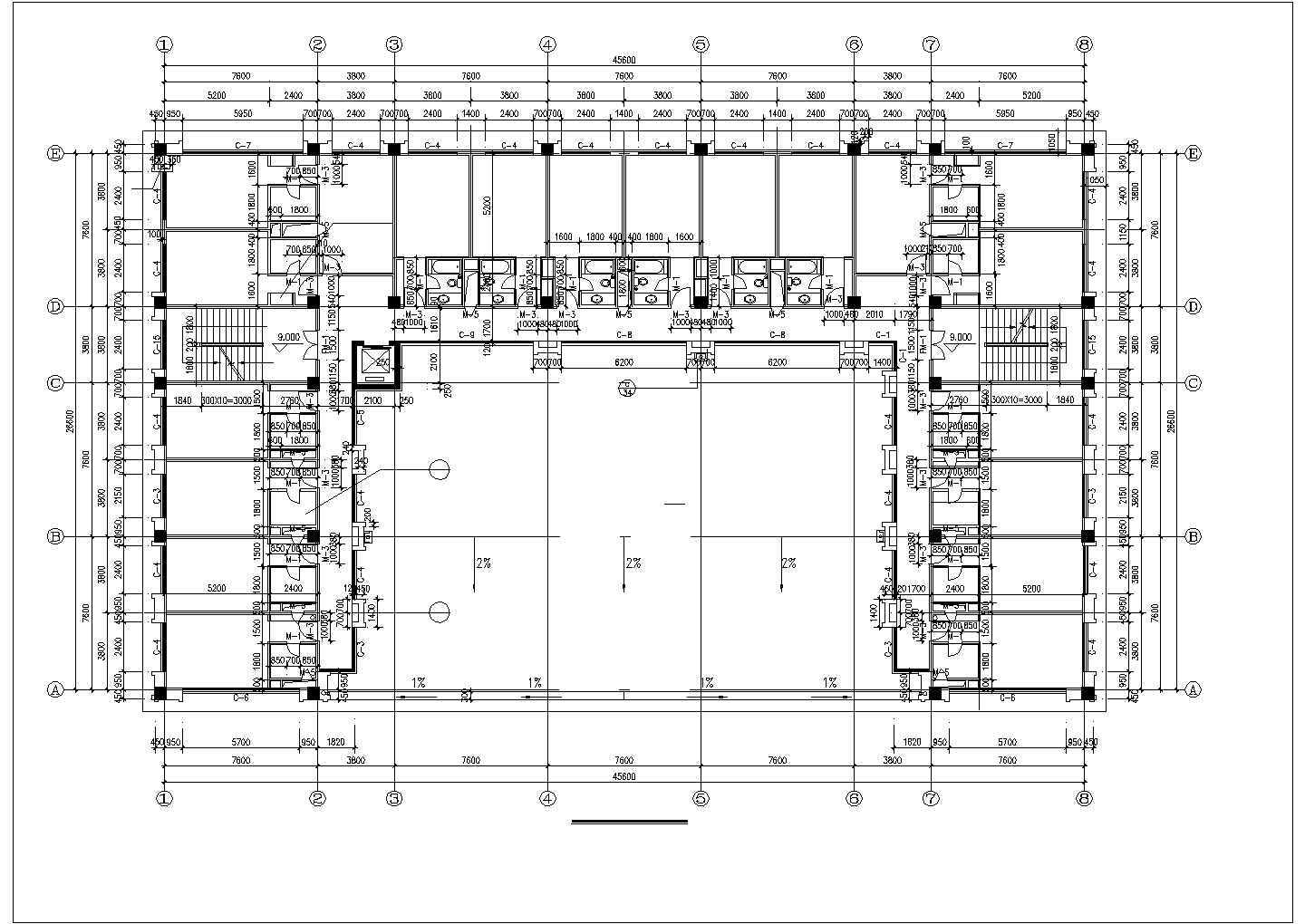 2900平米左右六层框架结构商务旅馆全套建筑CAD设计图纸