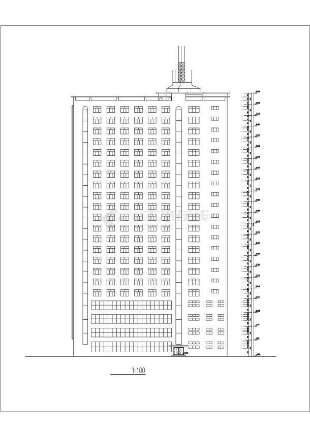 1.4万平米22层建立起结构商务宾馆全套平立剖面设计CAD图纸-图二